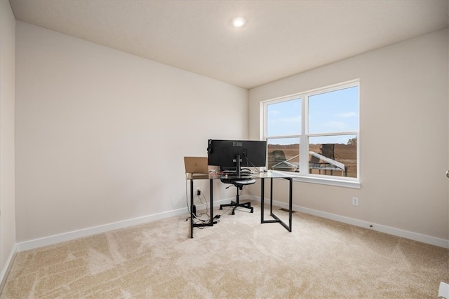 view of carpeted office space