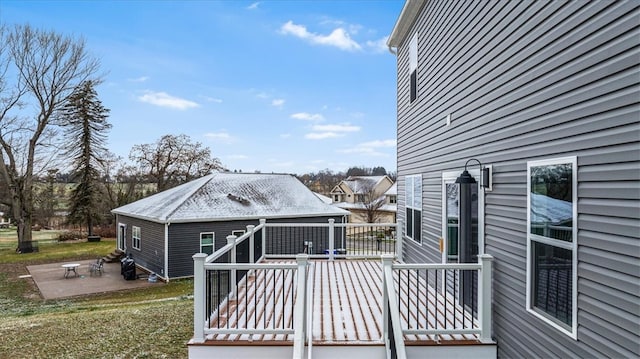 deck with a patio