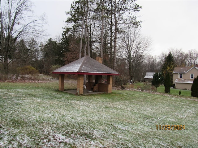 view of yard with a gazebo