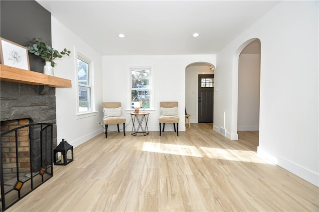 living area featuring light wood-type flooring