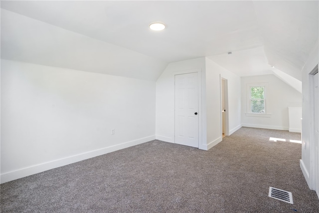 additional living space featuring carpet floors and vaulted ceiling