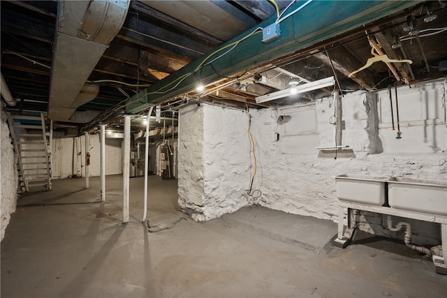 basement with gas water heater