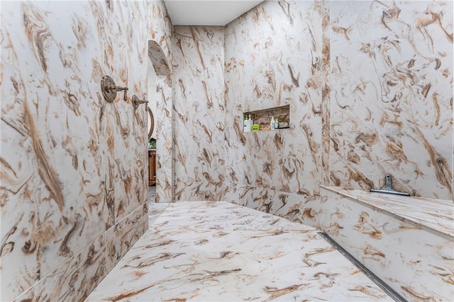 interior space with a shower