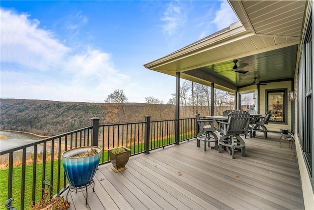 deck featuring ceiling fan