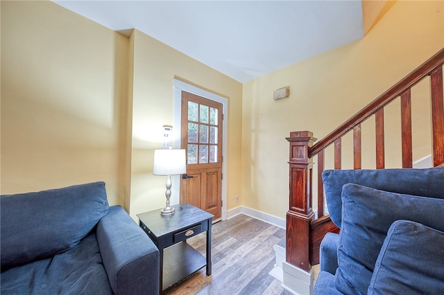 interior space with hardwood / wood-style flooring