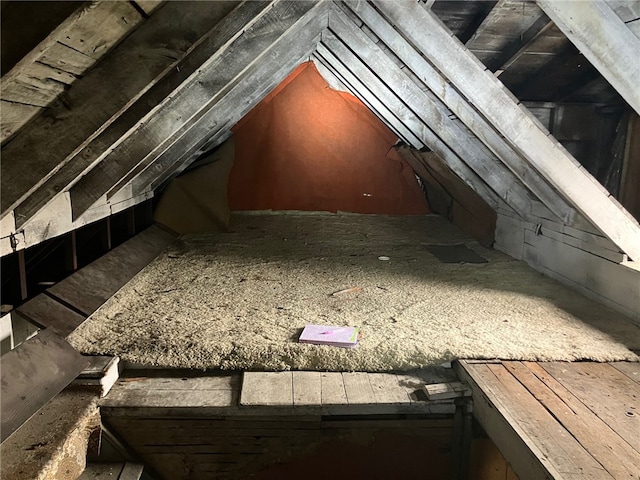 view of unfinished attic