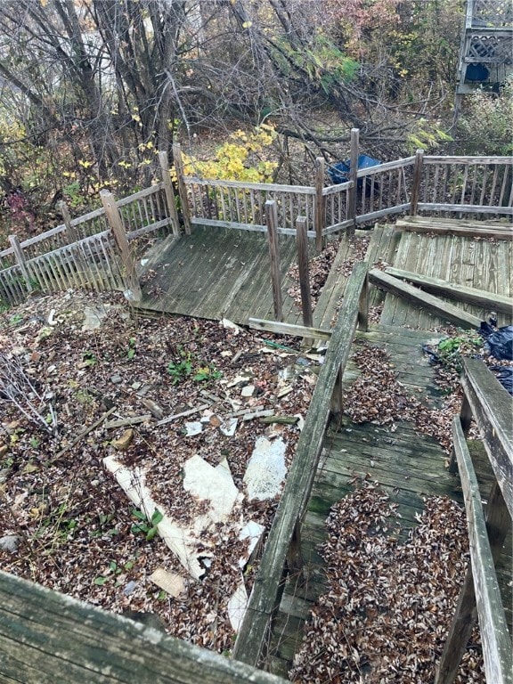 view of yard with a wooden deck