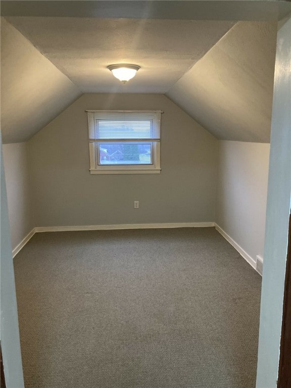 bonus room with carpet and vaulted ceiling