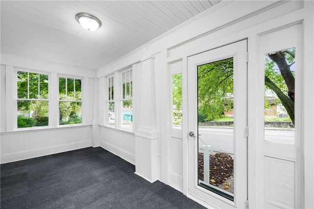 view of unfurnished sunroom