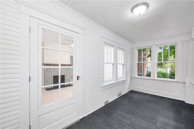 view of unfurnished sunroom