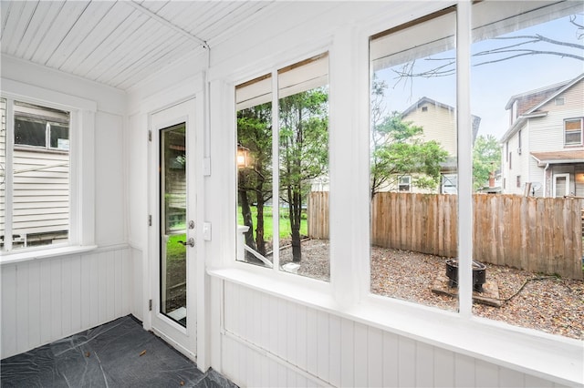 view of unfurnished sunroom