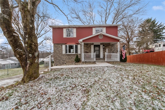 view of front of home with covered porch