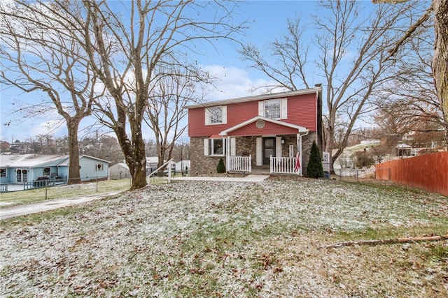 view of front property featuring a porch