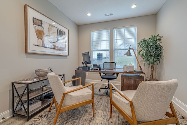 office featuring hardwood / wood-style floors