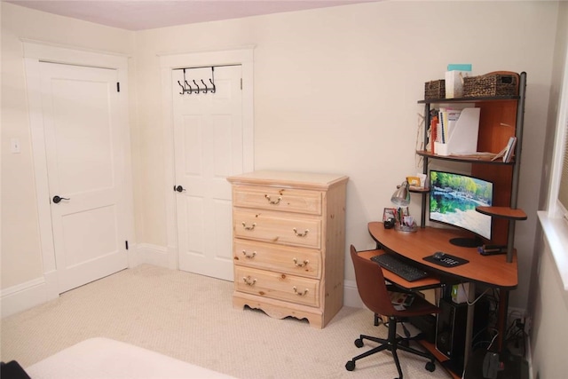 view of carpeted home office