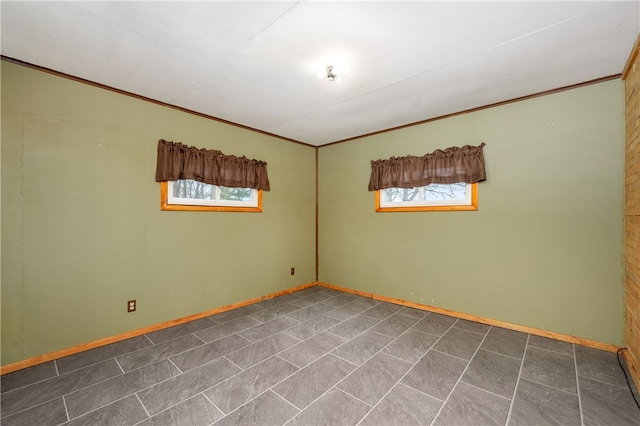 spare room featuring plenty of natural light and ornamental molding