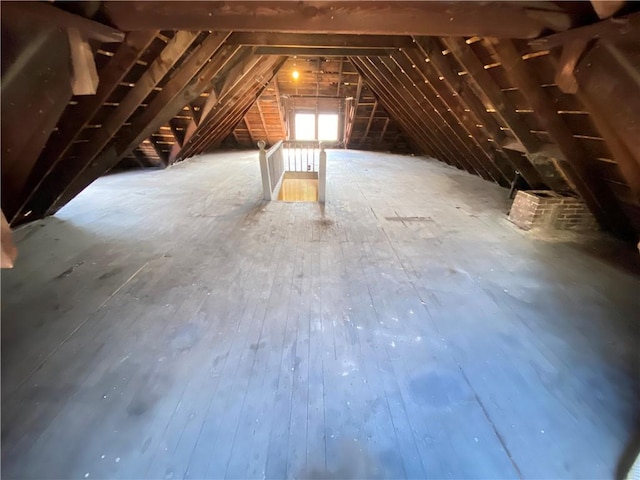 view of unfinished attic