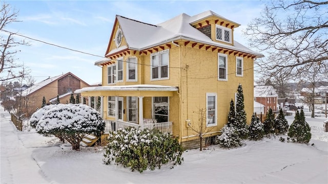 view of snow covered exterior