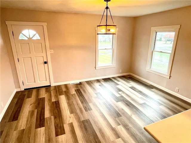 entryway with hardwood / wood-style flooring