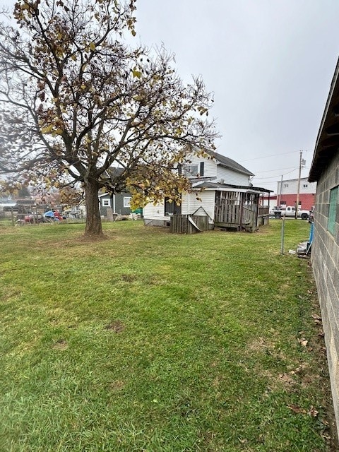 view of yard featuring a deck