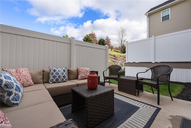 view of patio / terrace featuring an outdoor living space