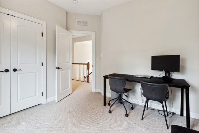 view of carpeted office space