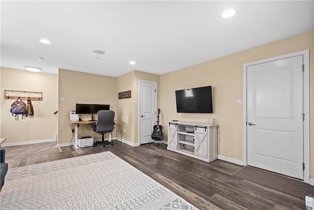 office featuring dark hardwood / wood-style floors