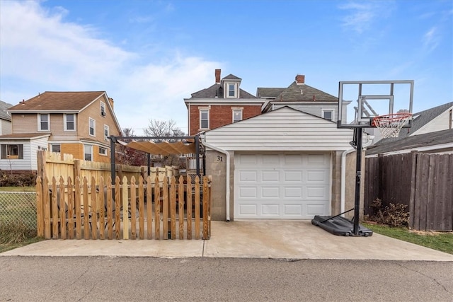 exterior space with a garage