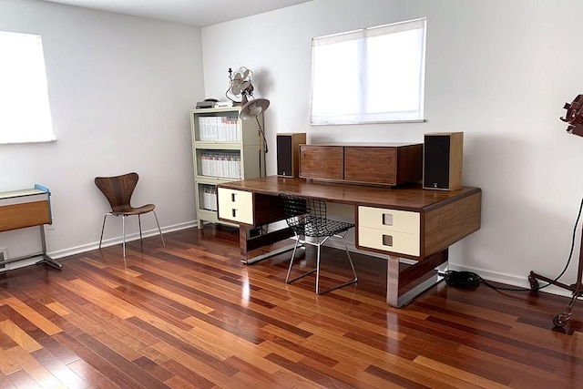 office area with dark wood-type flooring