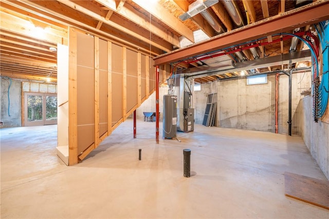 basement featuring water heater