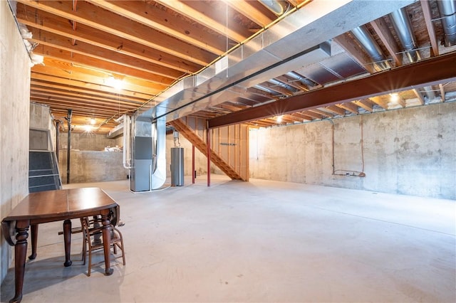 basement with water heater