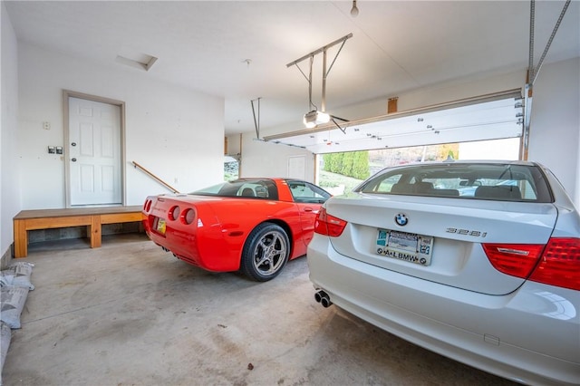 garage with a garage door opener