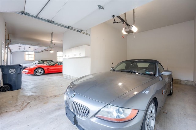 garage with a garage door opener