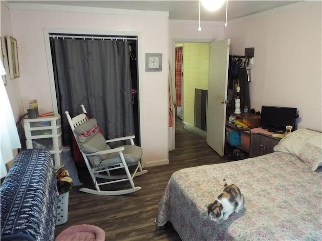 bedroom featuring dark hardwood / wood-style floors