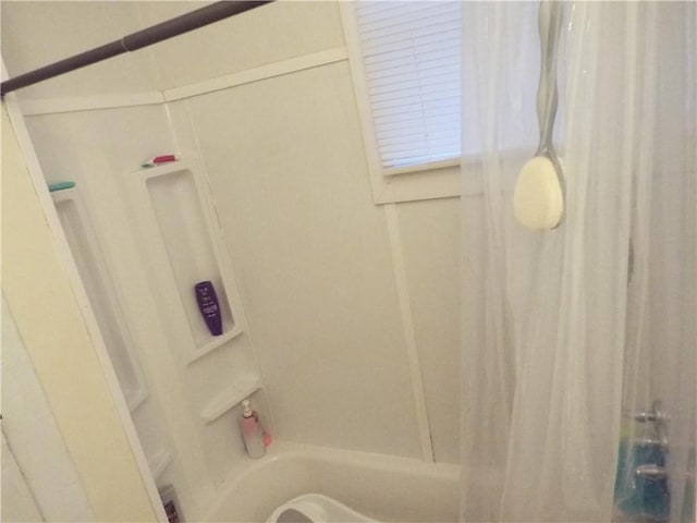 409 1st St, East Bethlehem, PA 15368 - bathroom featuring shower / tub combo with curtain