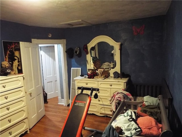 409 1st St, East Bethlehem, PA 15368 - bedroom with wood finished floors and attic access