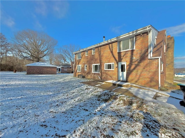 view of snow covered property