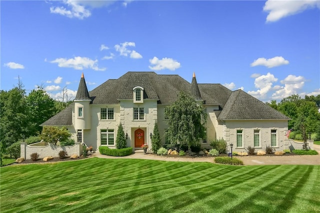 view of front of property featuring a front lawn