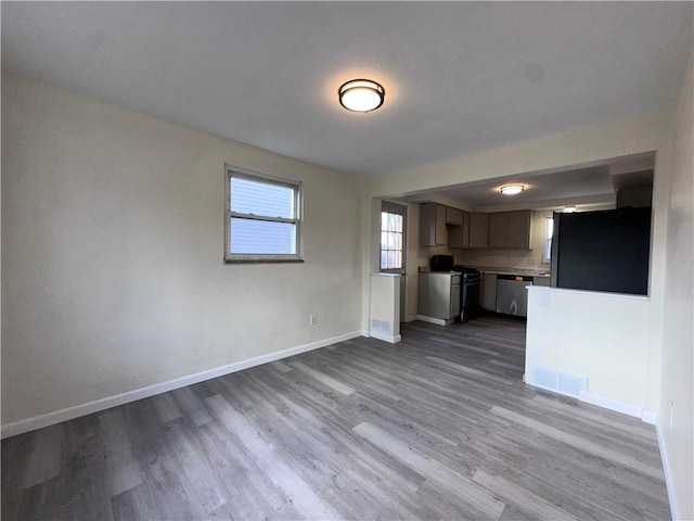 unfurnished living room featuring light hardwood / wood-style floors