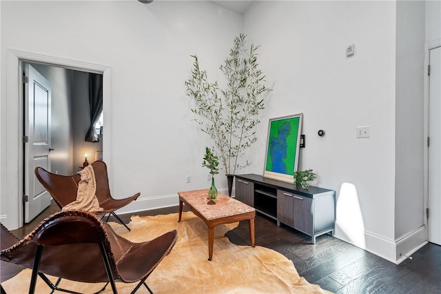 living area featuring dark hardwood / wood-style flooring