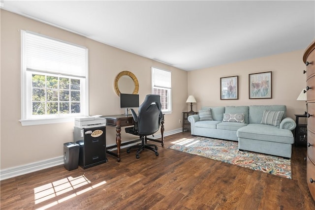 office area featuring dark hardwood / wood-style floors