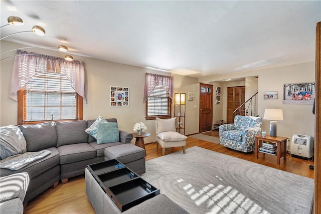 living room featuring light hardwood / wood-style floors