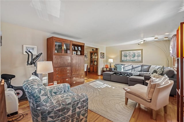 living room with light wood-type flooring