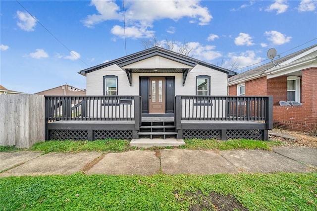 view of front of house featuring a deck