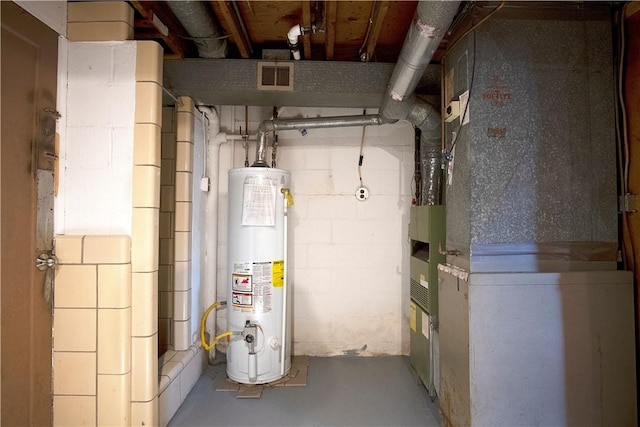 utilities featuring gas water heater and heating unit