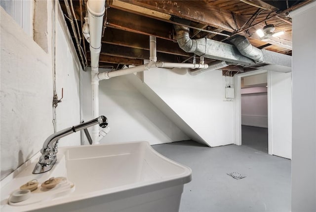 basement with sink