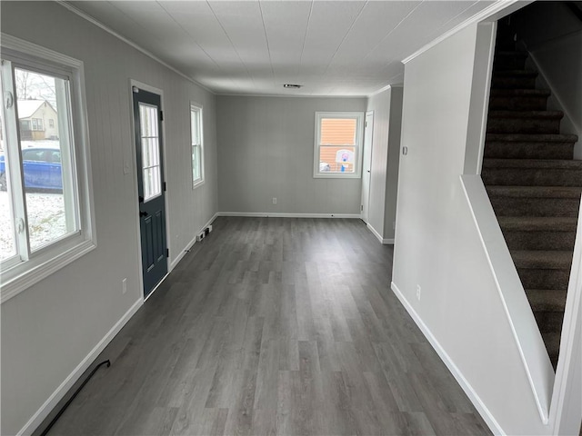 2306 Audley Ave, New Castle/2Nd, PA 16105 - interior space with ornamental molding, dark wood-type flooring, and a wealth of natural light