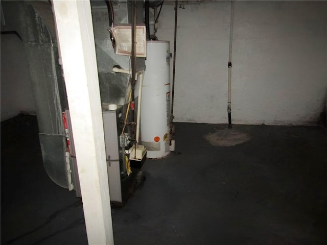 basement with water heater