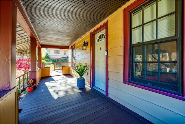 wooden deck with covered porch