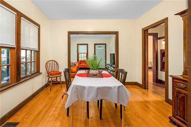 dining room with light hardwood / wood-style floors